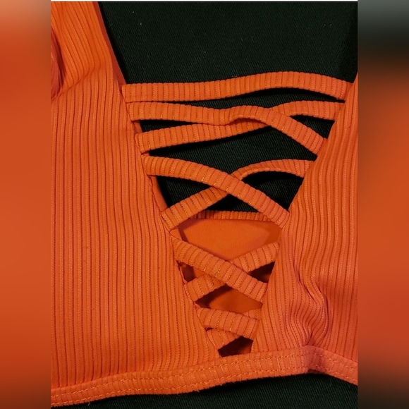 TiNiBiKiNi Hot Orange Tangerine REVERSIBLE Swimsuit SZ M TOP ONLY - Picture 7 of 10